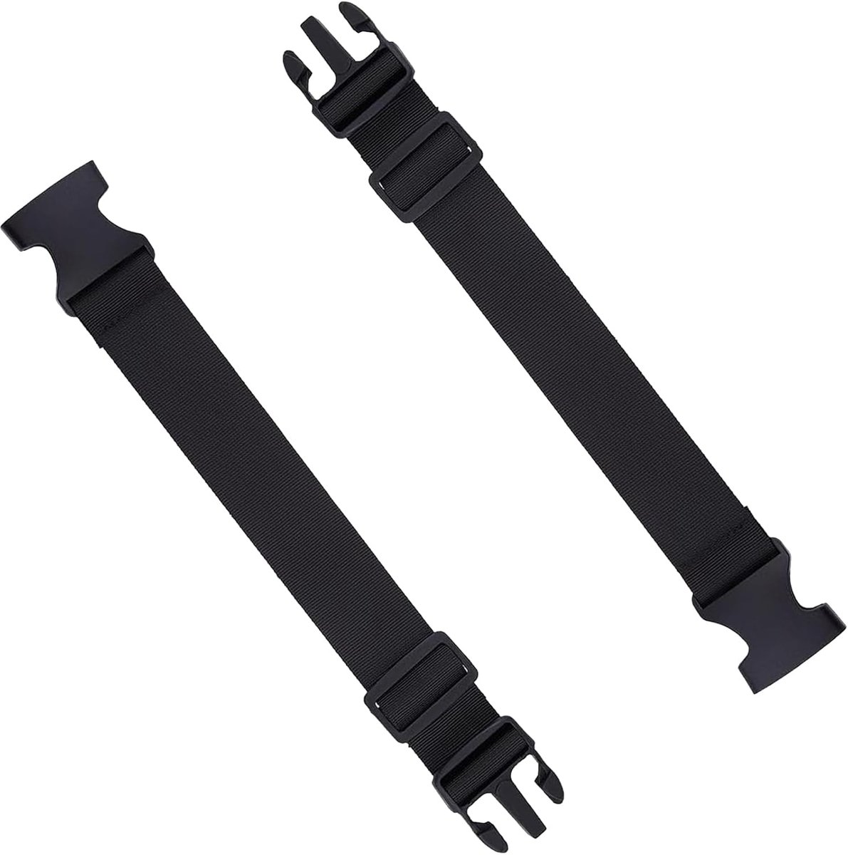 2 x verlengingsriemtas, verstelbaar, van zwart elastisch nylon, verstelbare rugzakriem, riemverlenging voor heuptas - ShopVlot