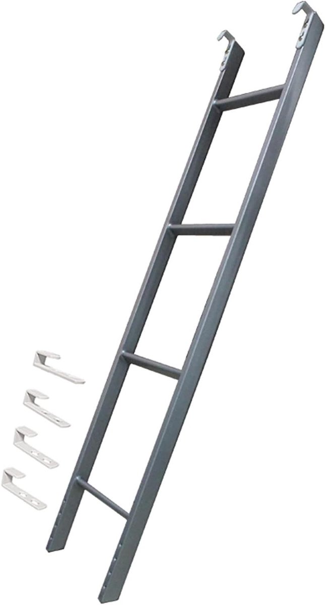 Stapelbed ladder - Metalen trap - Veilig bed bereiken - Verstelbare haken - 116 meter - Zilver