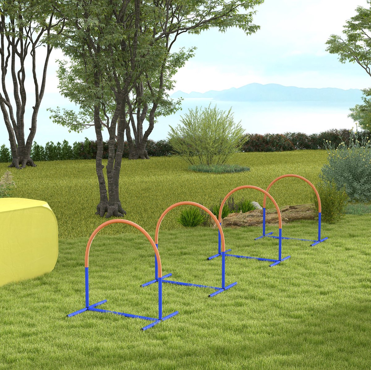 REDOM - Hunde Agility Trainingsset - 4-delige horde met draagtas - Steckhurdenset voor training en spel - Voor gras en vlakke ondergrond - ABS - 88 x 64 x 95 cm