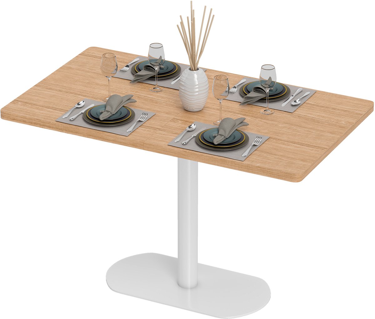 Keukentafel - Eettafel - 120 X 70 X 75 cm - Eetkamertafel Voor 6 Personen - met Stevige eikenhout Poten
