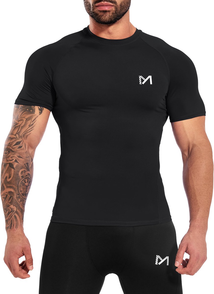 MEETYOO Sport T-Shirt Heren - Sportkleding Man - Fitnesskleding - Jongens Kleding voor Fitness, CrossFit & Gym -Zwart-XXL
