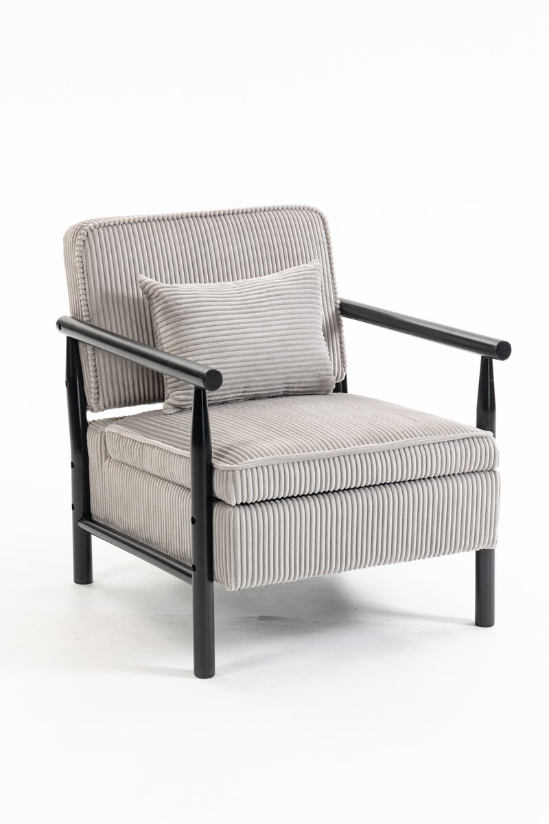 MUVANO lichtgrijze fauteuil - mid-century moderne accentstoel - lounge stoel - 83x66x73cm - met opbergruimte - voor woonkamer Lichtgrijs