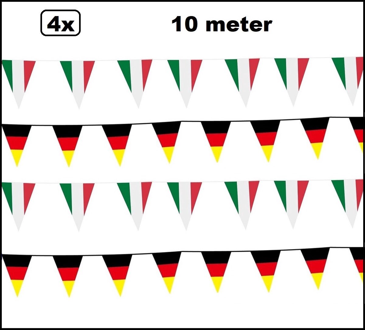 4 stuks Vlaggenlijn landen set Duitsland / Italie 10 meter - Sport Italiaans Duits Thema feest voetbal party
