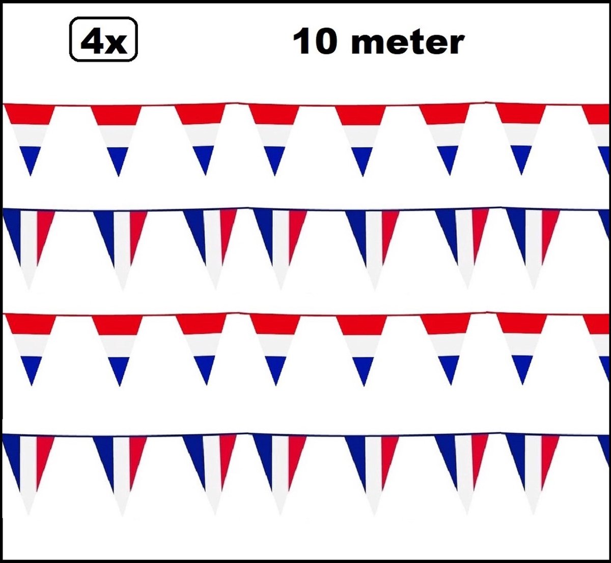 4 stuks Vlaggenlijn landen set Frankrijk / Nederland 10 meter - Sport Holland Frans Thema feest voetbal party
