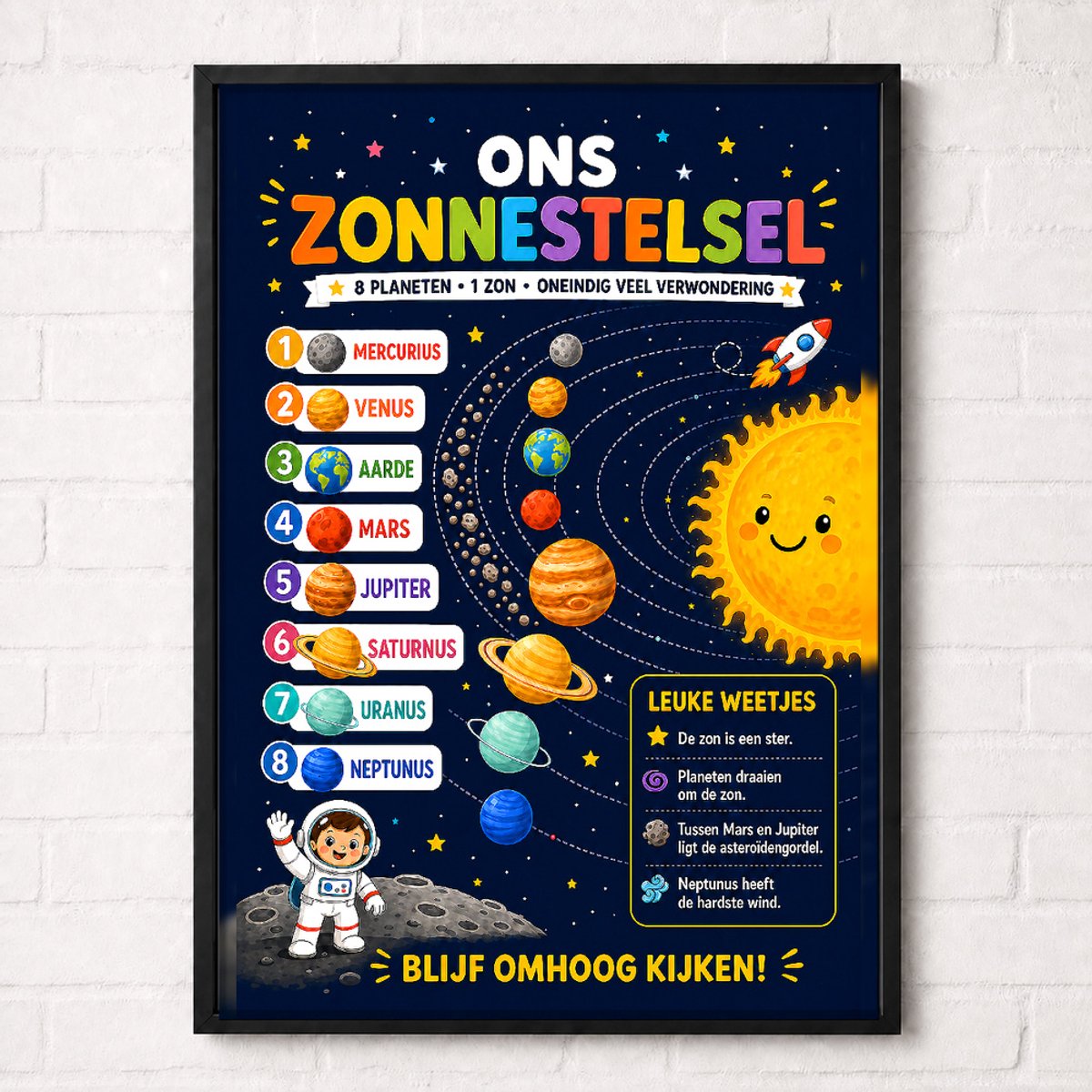 Ons Zonnestelsel Kinderposter Poster - Nederlandstalig - A2 43,2 × 61 cm - Ruimte en Planeten