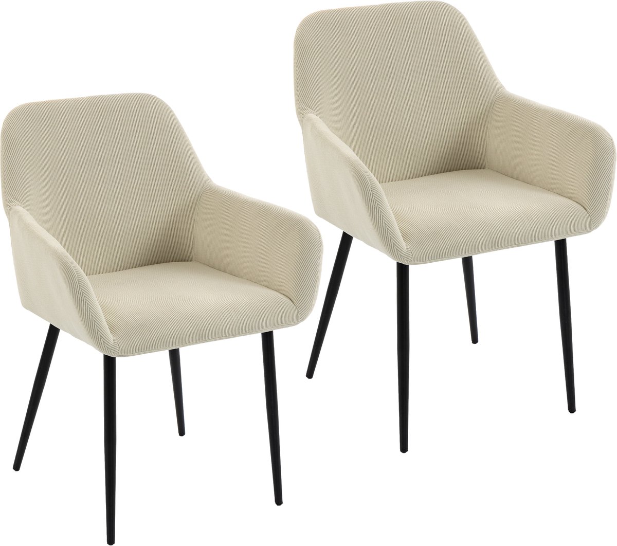 HOMCOM Eetkamerstoel - Corduroy (100% polyester) - 58 x 59,5 x 81,5 cm - Crème