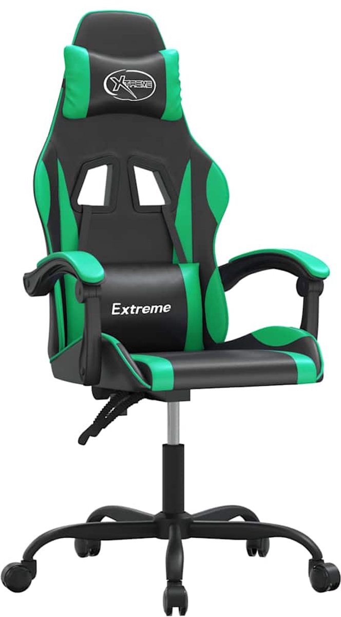 vidaXL Gamestoel - kunstleer - zwart - en - groen Zwart en groen
