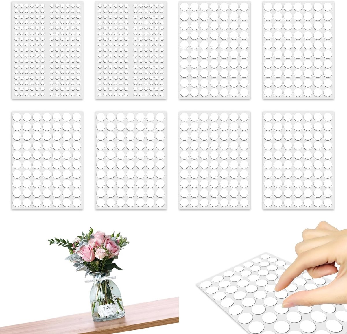 Dubbelzijdige Kleefpunten - Transparant - 800 Stuks - Ronde Kleefpads voor Posters en Behang
