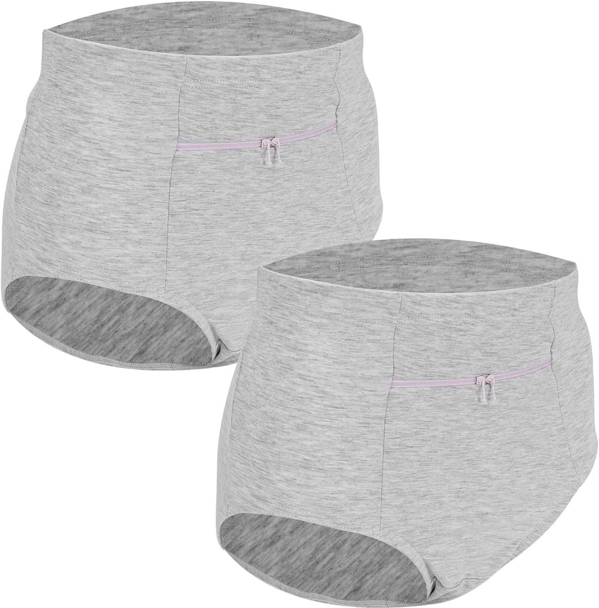 Damesondergoed set van 2 met verborgen slipjes, ideaal voor reizen en dagelijks gebruik (grijs)