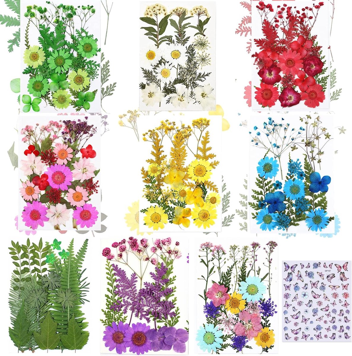 8 Stuks Gedroogde Bloemen voor Hars Mallen, Natuurlijke Gedroogde Bloemen en Bladeren voor Scrapbooks en DIY Kunstprojecten