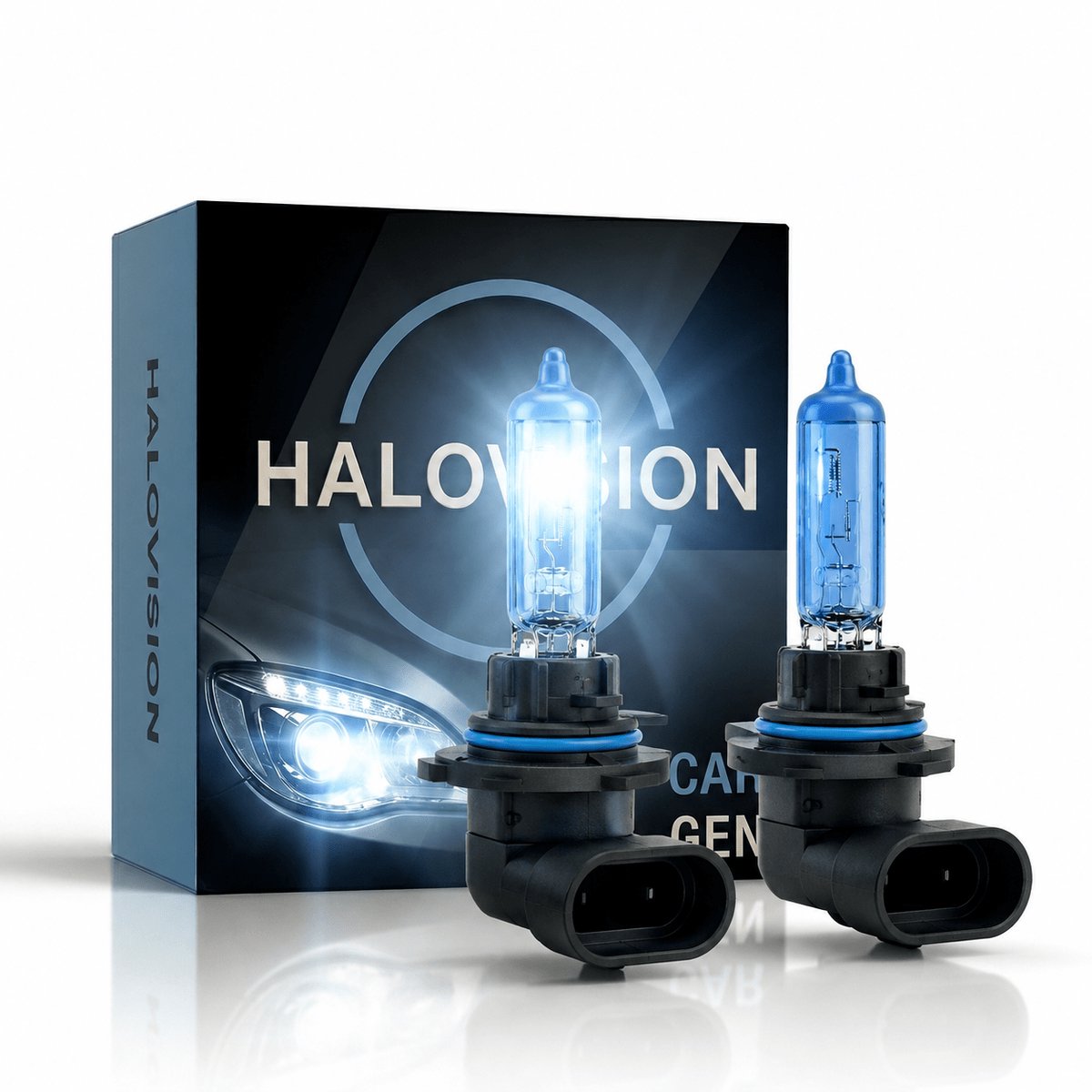 HaloVision Halogeen Koplampen HB3 9005 – 12V 3000Lm 5500K Koud Wit – Blauw Glas Super White Dimlicht Grootlicht Halogeenlampen Set van 2 Autolampen