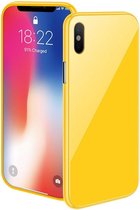 Magnetische case met gekleurd achter glas voor de iPhone XS Max -geel