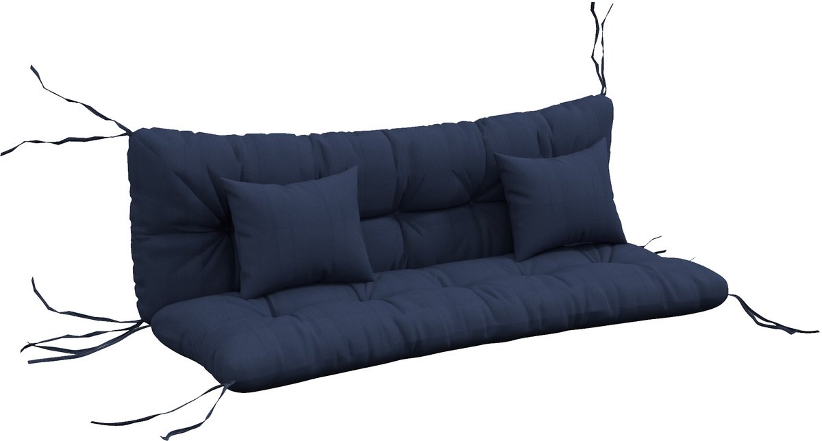Outsunny Set outdoor zitkussens-Polyester, PP-katoen-150L x 50B x 12H cm-Blauw