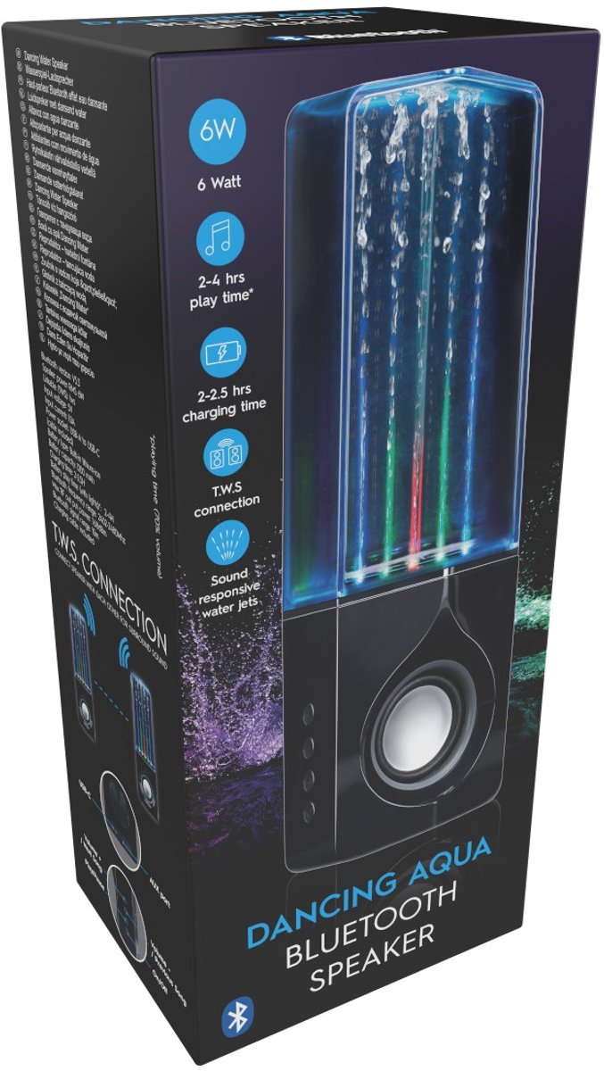 Draadloze Bluetooth Speaker Dancing Aqua - Muziekbox met TWS-Connectie en Waterfonteinen - Partybox met Lichtshow - Compact en Krachtig - Zwart van AquaSound — afbeelding 4