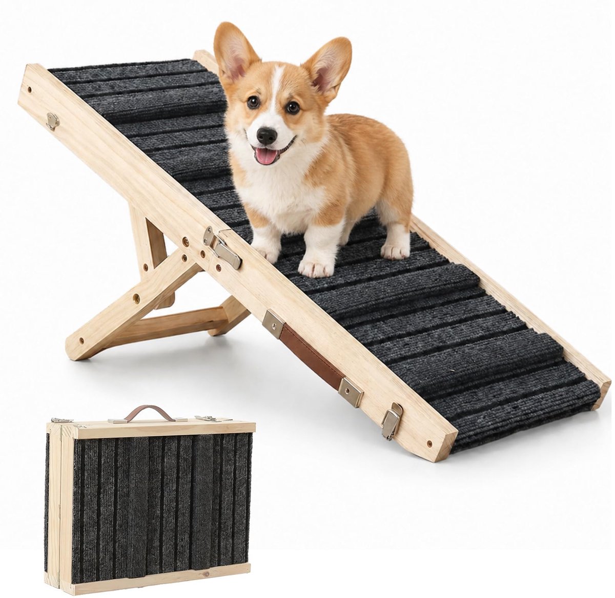 Famanu – Hondentrap voor kleine honden, antislip en verstelbaar, extra breed voor bank, bed en auto, ideaal voor het helpen van uw huisdier