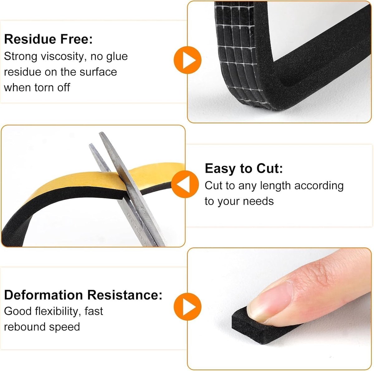 Tochtstrip voor deuren en ramen - Zwart - 12 mm x 1,5 mm x 10 m - Zelfklevende Schuimtape voor Geluidsisolatie en Afdichting