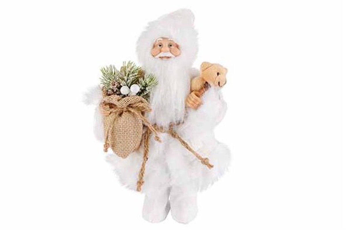 Santa Fur Wit 20x13xh31cm Textiel