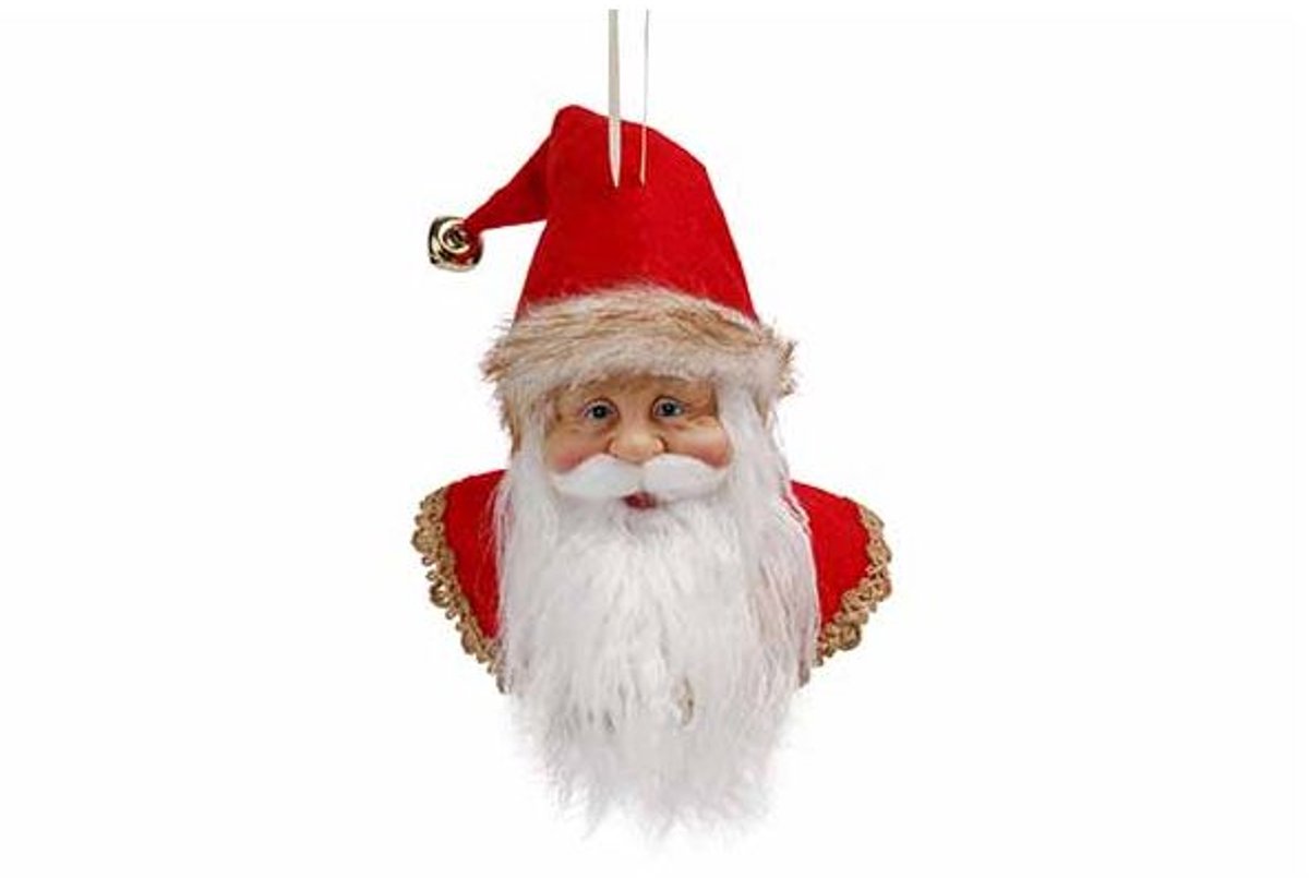 Kerstmanhoofd Hanger Rood H28cm Polyeste R