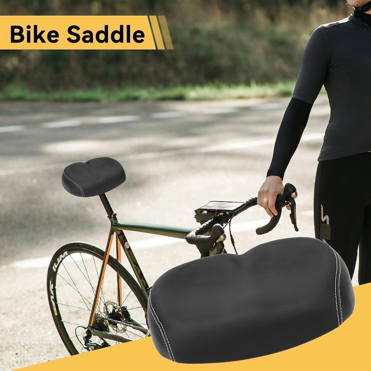 Fietszadel dames super comfort - Zwart - 26 x 17 cm - Brede Schuimvulling - Voor Fietsen
