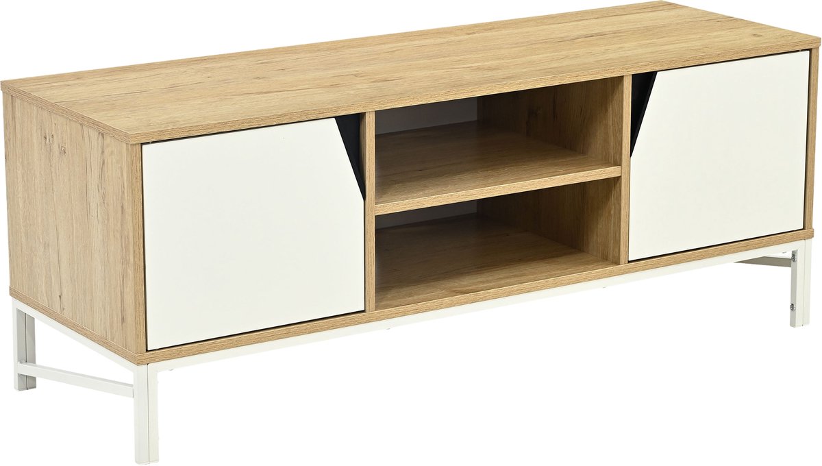 TV meubel Kerrköndam tv lowboard 120x40x46 cm eikenkleurig wit en zwart [en.casa]
