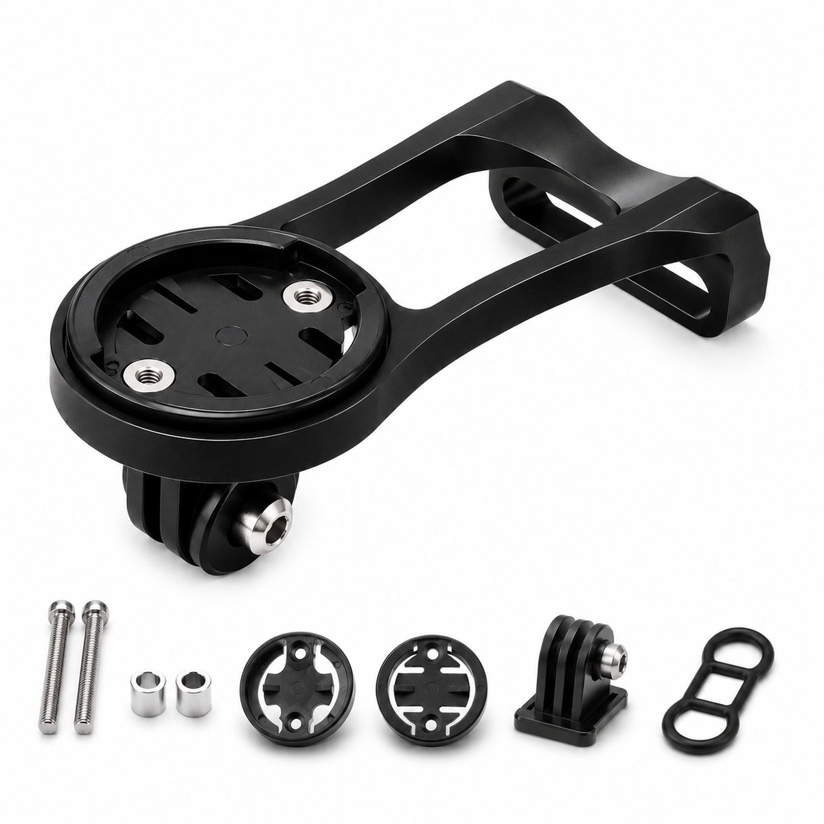 3-in-1 Fiets Stuurhouder - Aluminium Fietscomputer Mount - Voor Navigatie, Lamp en Camera - Garmin Compatibel - Zwart