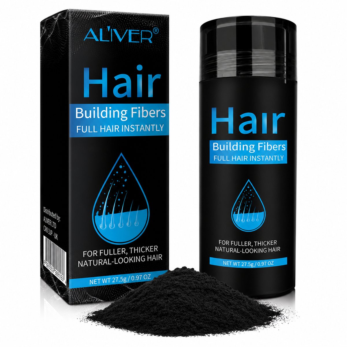 Haarvezels (Zwart) met Keratine en Natuurlijke Extracten - Hair Fiber - Haarpoeder