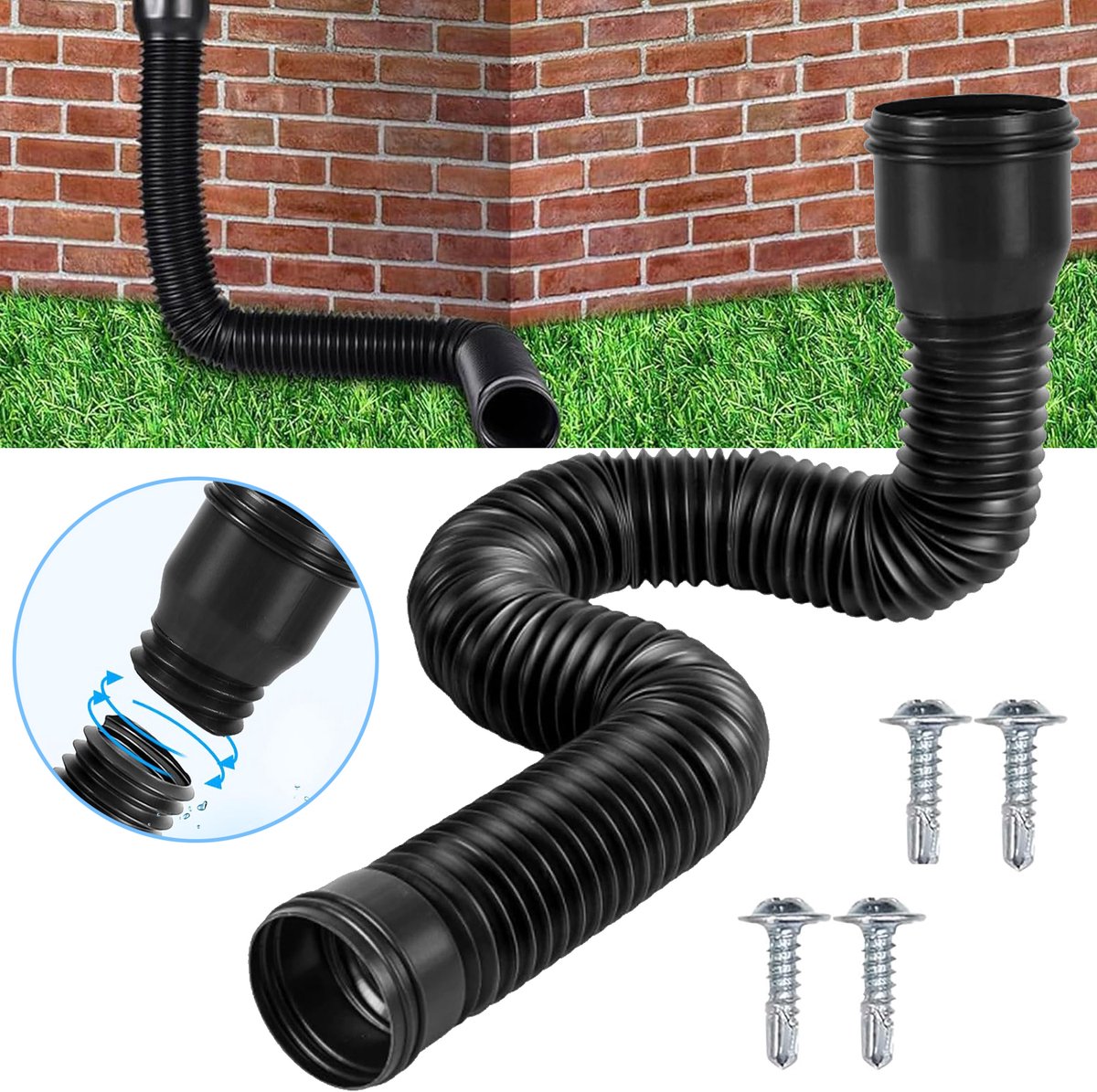 Flexibele Afvoerbuisverlenging - Regenpijpverlenging - Uitzetbare Regenwaterafvoerbuis - Afvoerslang Voor Gazon En Tuin