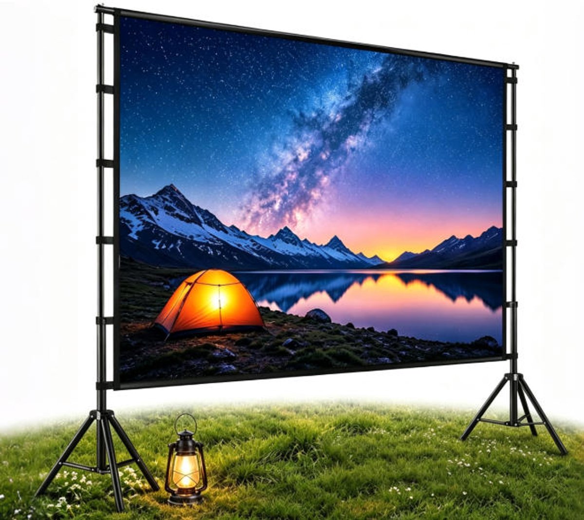 60 inch Projectiescherm met Statief – Projectiescherm – Beamer Scherm – Projector Scherm – Dubbele Tripod – Kreukelvrij
