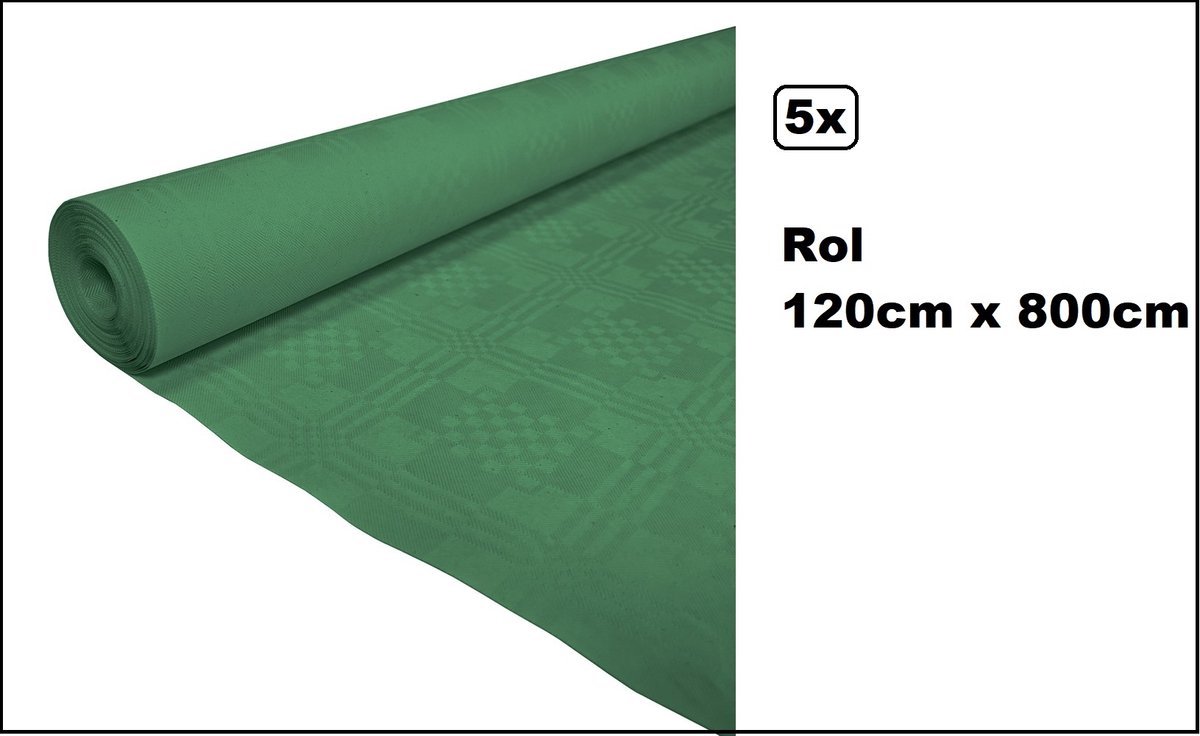 5 stuks Tafelrol tafelkleed groen 120cm x 800cm papier - totaal 40 meter - Party diner food festival eten fun thema feest party