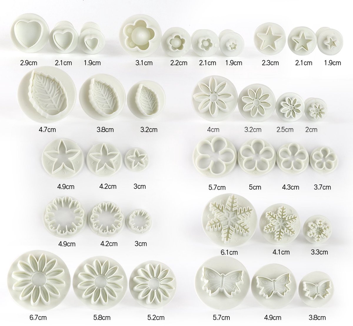 ilauke 36-delige set fondant uitsteekvormpjes, bakken, doe-het-zelf sneeuwvlokken, uitsteekvormen met uitwerper - ShopVlot