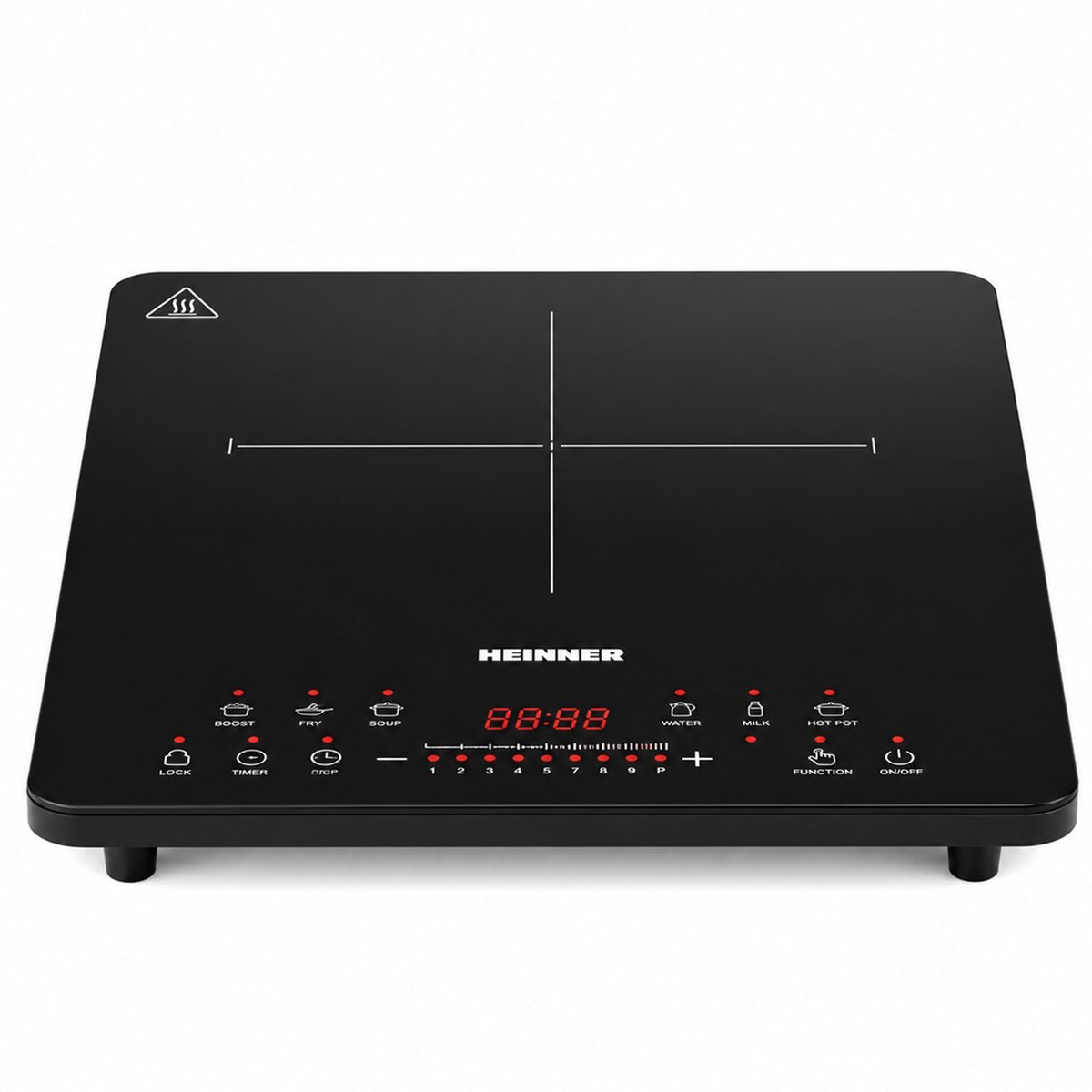 Heinner HFSHI-M1Z8SMTC Vrijstaande Inductiekookplaat – 1 Kookzone – 2100 W – 9 Vermogensstanden – Touchbediening – Automatische Uitschakeling – Panherkenning – Restwarmte-indicator – Kinderslot – Zwart