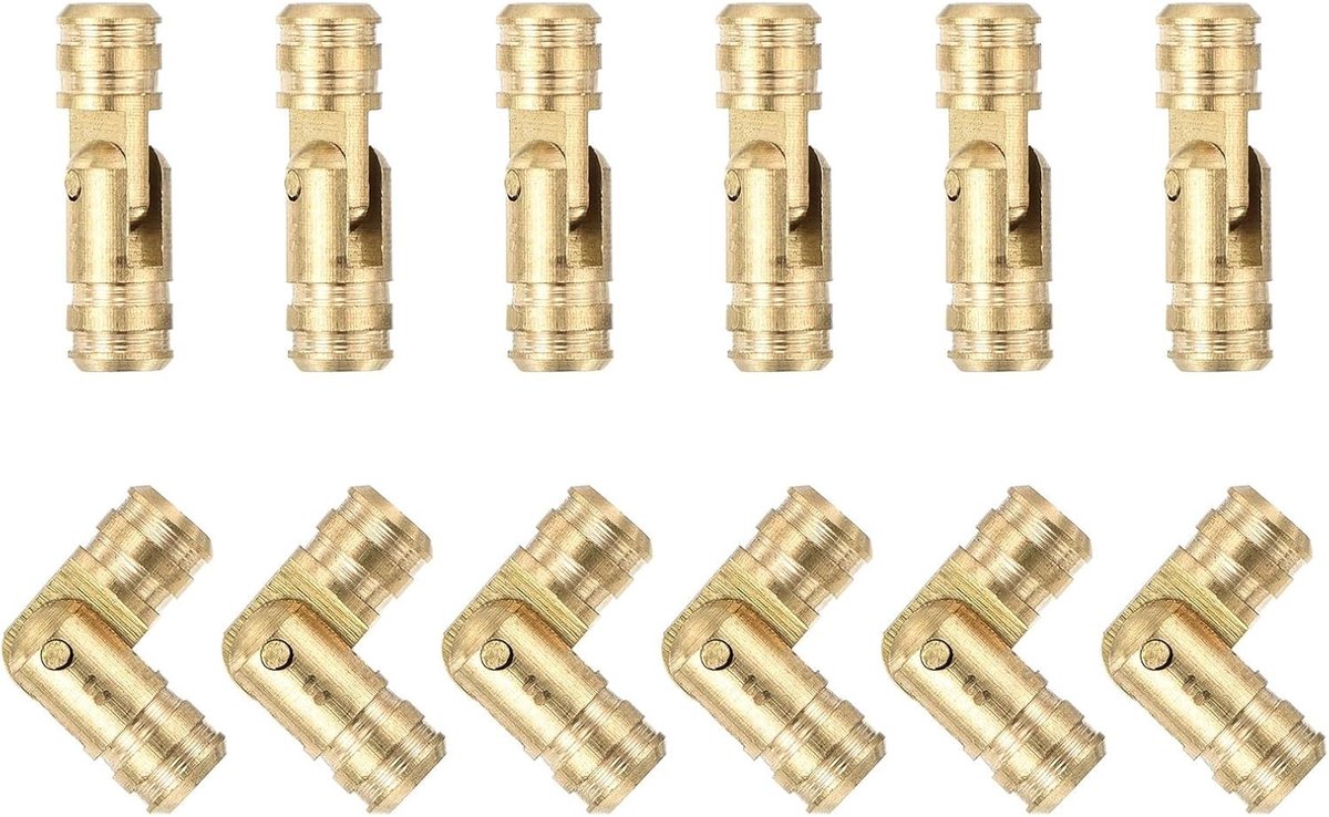 12 Onzichtbare Messing Scharnieren 17 x 5 mm, Verborgen Scharnieren voor Kasten, Vouwmechanisme en Deuren, Perfect voor Dozen en Herinneringen