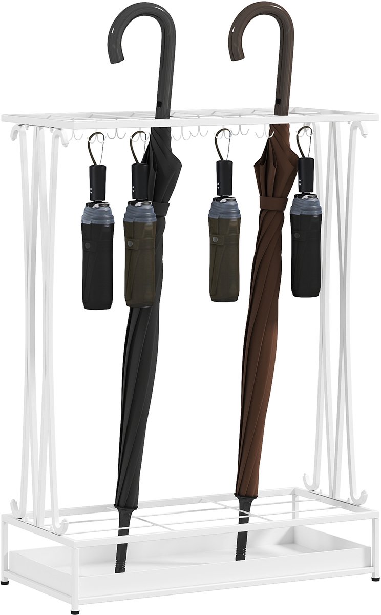 HOMCOM Paraplurek-Staal-50L x 24B x 68H cm-Wit