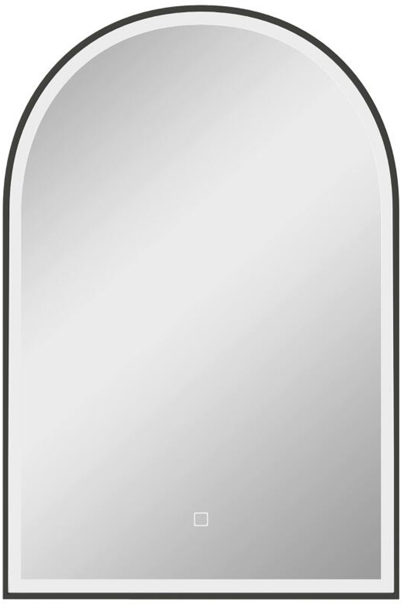 Gebogen LED-badkamerspiegel 90 x 60 cm - wandmontage - 3 kleuren - aluminium frame - anticondensfunctie en aanraakschakelaar - zwart