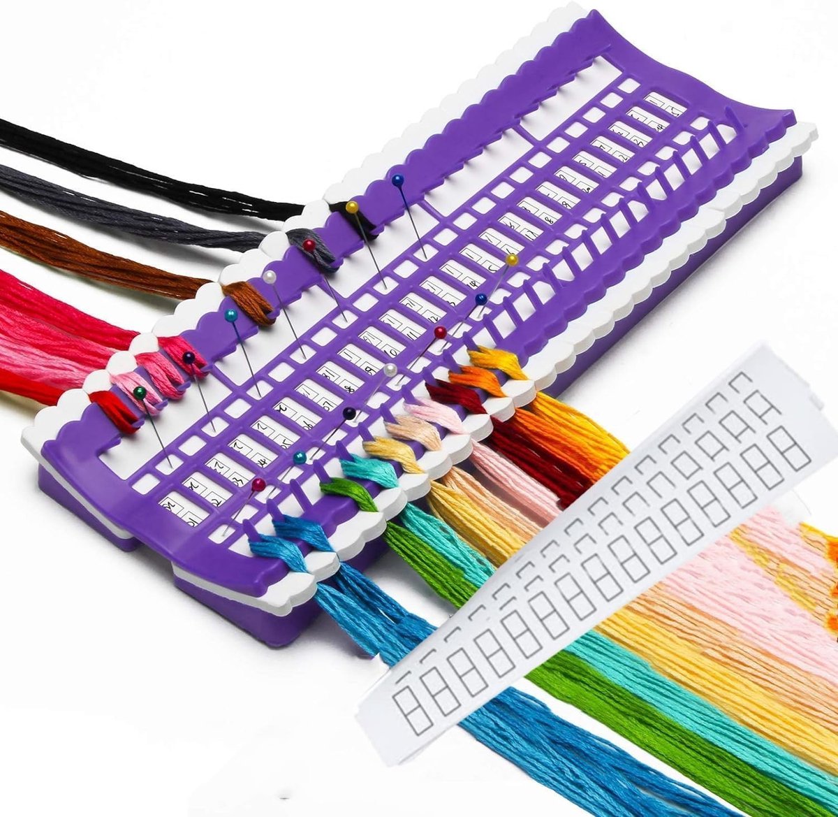 50 Posities Flos Organizer voor Borduurdraden met 4 Codekaarten - Perfect voor Cross Stitch en Borduurprojecten (Paars)