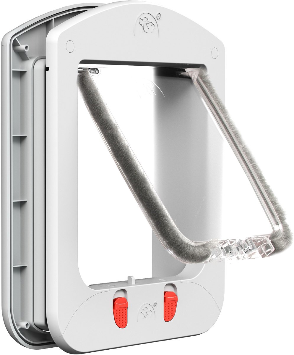 KHRONOX Kattenluik met Tunnel, 23x29x5 cm, Magnetische Sluiting en Halsbanden, Afsluitbaar Kattenluik, 4 Vergrendelingsstanden, Voor Kleine, Middel, Grote Katten, Inclusief Montageset en Handleiding, Inclusief 2 magnetische halsbanden, WIT thumbnail 3