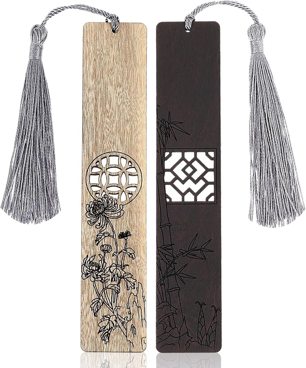 Handgemaakte Houten Boekenleggers, 2 Stuks, Vintage Design, Perfect Cadeau voor Boekenliefhebbers en Studenten