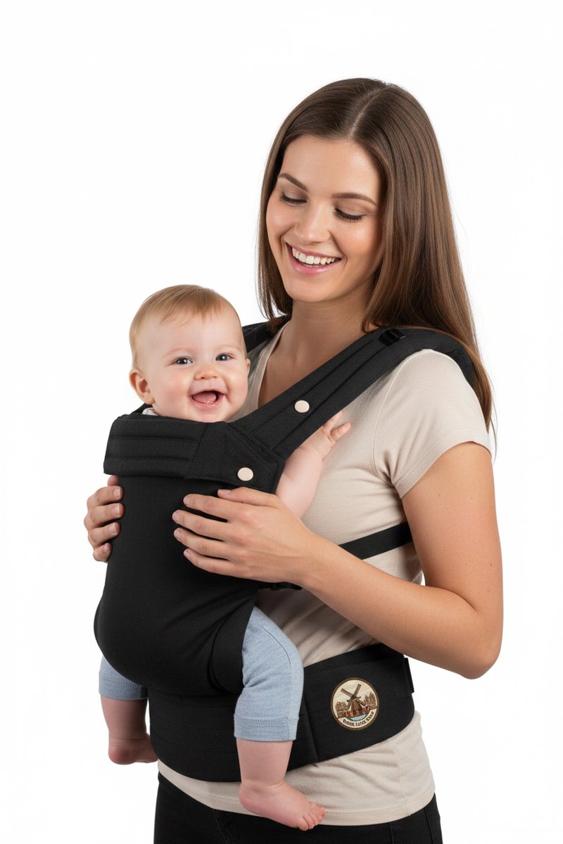 Dutch Little Ones - Dutch Comfort Carrie - Ergonomische Draagzak Baby - Verstelbaar - Comfortabel - Zwart - Baby Carrier