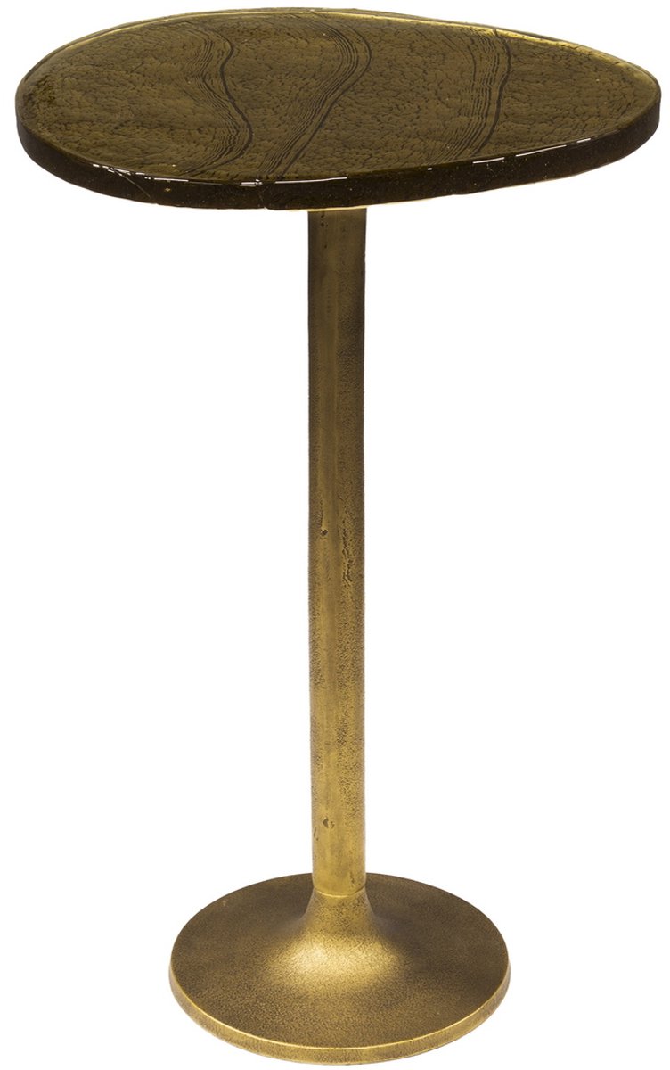 Giga Meubel Bijzettafel Eclipse - Goud Metaal/Glas - 38x33x60cm
