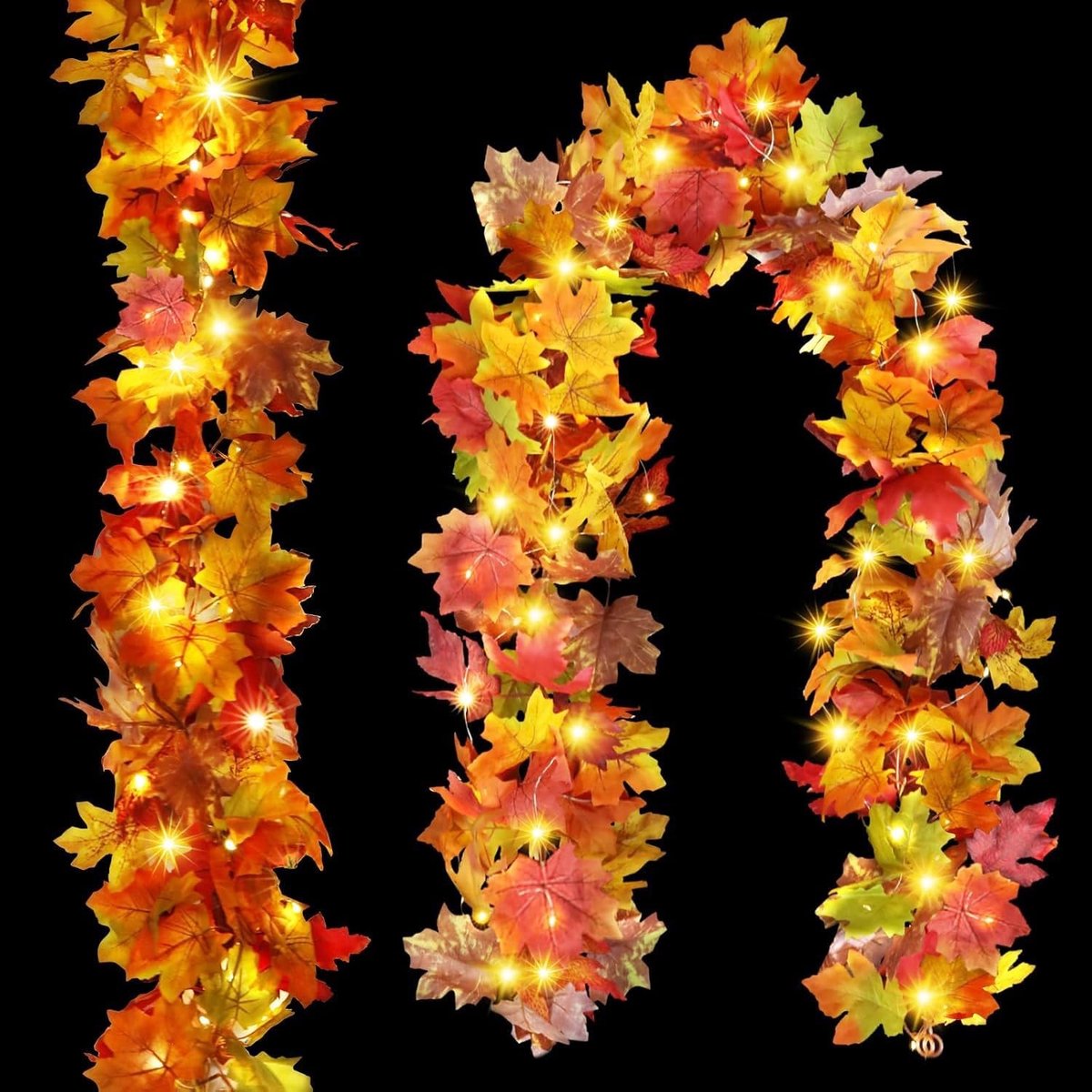 Herfstslinger met Licht - Multicolor - 180 cm - Kunstmatige Herfstbladeren met LED-lampjes - Voor Decoratie
