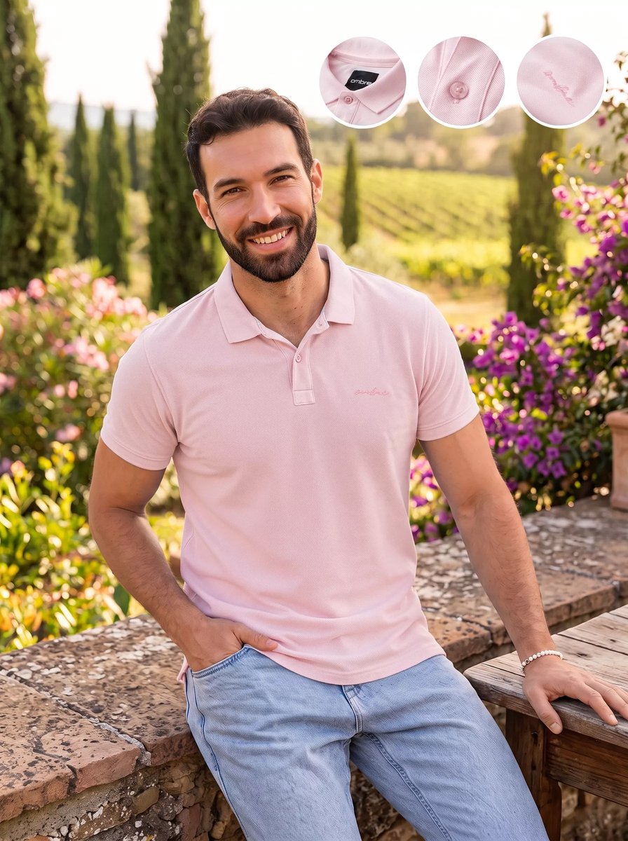 Italian Style - Catania - Heren Poloshirt - Pink Roze - Style-Italie