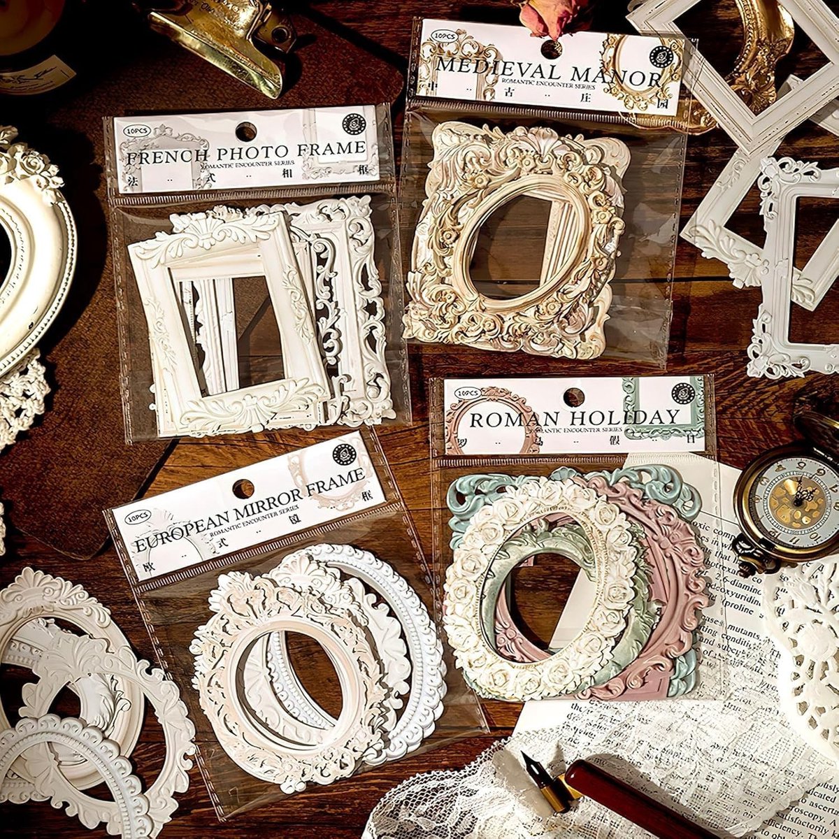 40 Vellen Kantlijst, Vintage Hollow Embossing, Scrapbook Accessoires voor DIY Kunst, Fotoalbums, Dagboeken en Notitieboeken