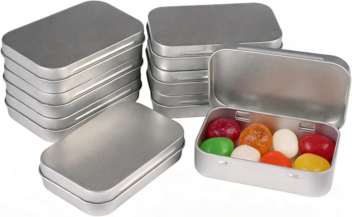 Set van 8 Kleine Metaaldozen met Deksel, 9.5×6×2cm, Handige Opbergdozen voor Snoep, Sleutels en Sieraden