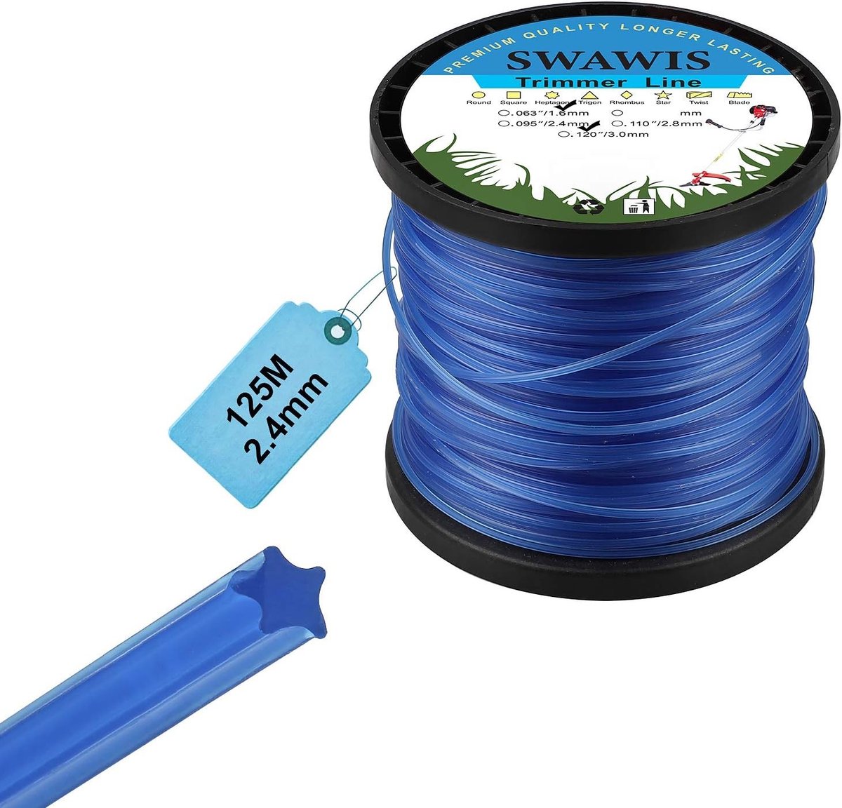 Trimmerdraad 0.3 cm/125 m - Vervangend draad voor grasmaaier en trimmer, ideaal voor tuinonderhoud
