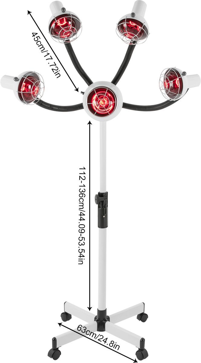 Infrarood Warmtelamp Ivoor - 750 W Vermogen - 5 Lampen - Verstelbaar - Voor Kappers En Schoonheidssalons