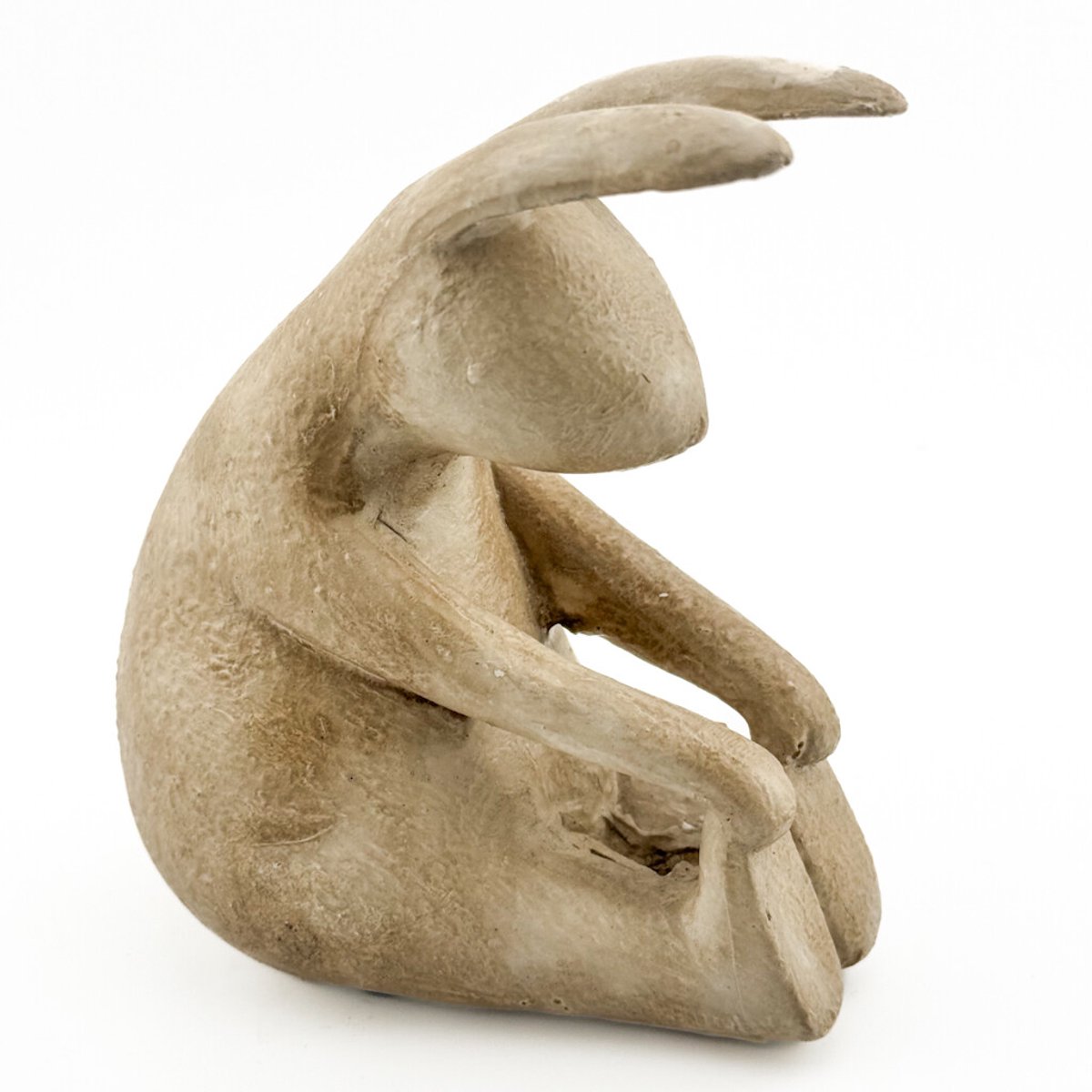 Aardewerk ornament konijn yoga beige wb