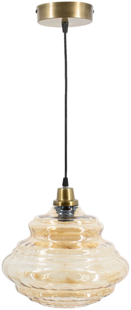 Hanglamp glas roest/goud