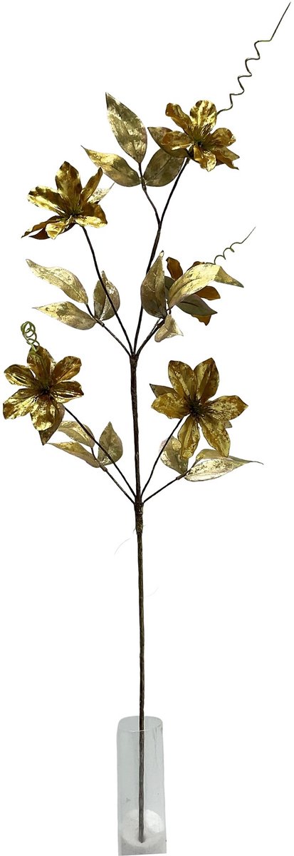 Kunsttak clematis glitter 76cm goud