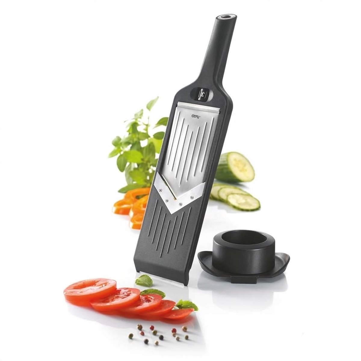 Famanu – Handmatige snijmachine van synthetisch ABS en roestvrij staal, zwart, ideaal voor het snijden van groenten en fruit in de keuken