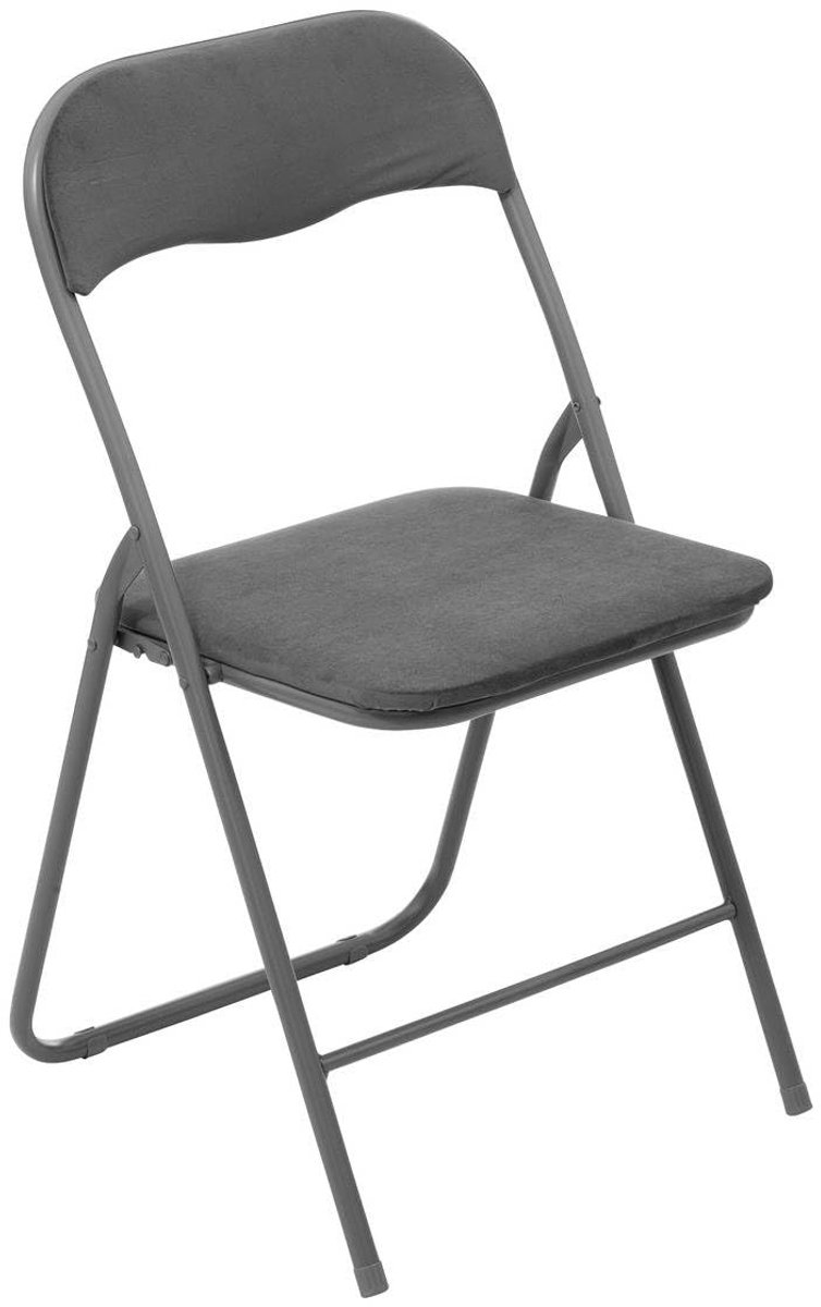 Famanu Grijze velours klapstoel, donkergrijs, comfortabel en multifunctioneel voor binnen en buiten
